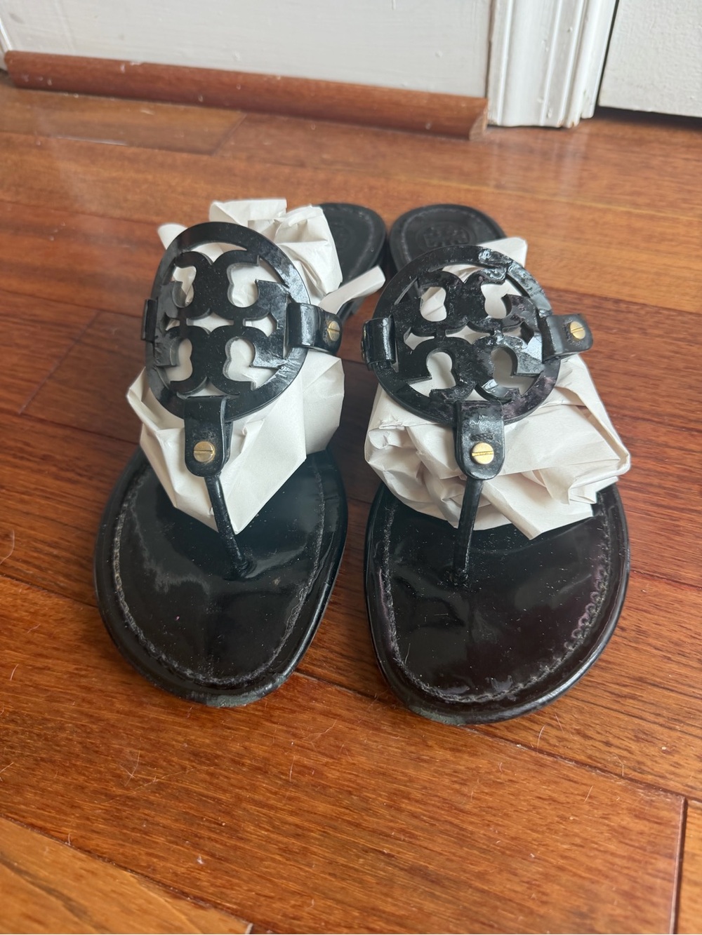 Tory Burch Miller Sandal Black Patent Leather
